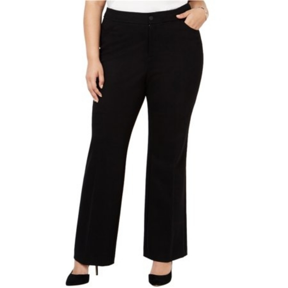 NWT Anne Klein Flare Casual Black Wide Leg Pants Woman's 24